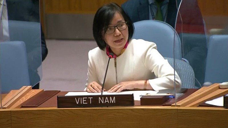 Tham tán Công sứ, Phó Trưởng Phái đoàn Thường trực Việt Nam tại LHQ Nguyễn Phương Trà phát biểu tại cuộc họp