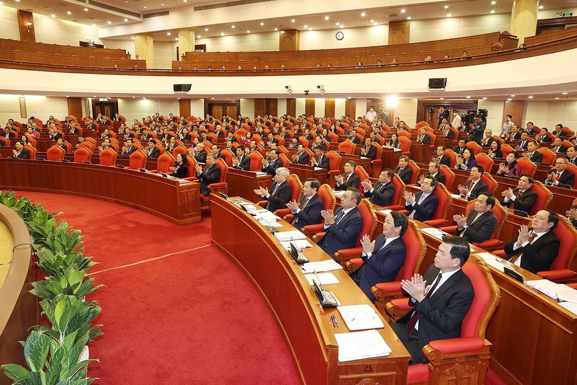 Các đồng chí lãnh đạo Đảng, Nhà nước và các đại biểu dự phiên khai mạc Hội nghị. (Nguồn: TTXVN)