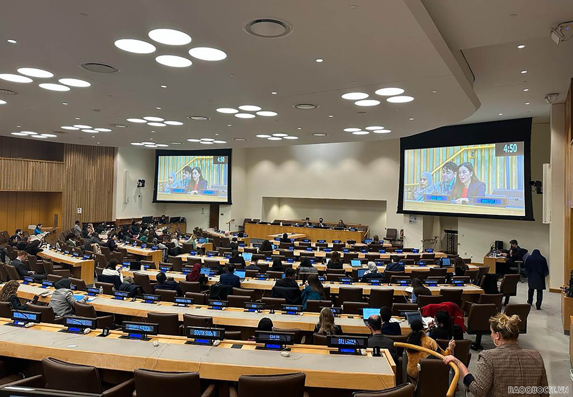 Ủy ban về các vấn đề xã hội, nhân đạo và văn hóa, Khóa 77 Đại hội đồng Liên hợp quốc đã thảo luận tại đề mục về thúc đẩy tiến bộ phụ nữ.