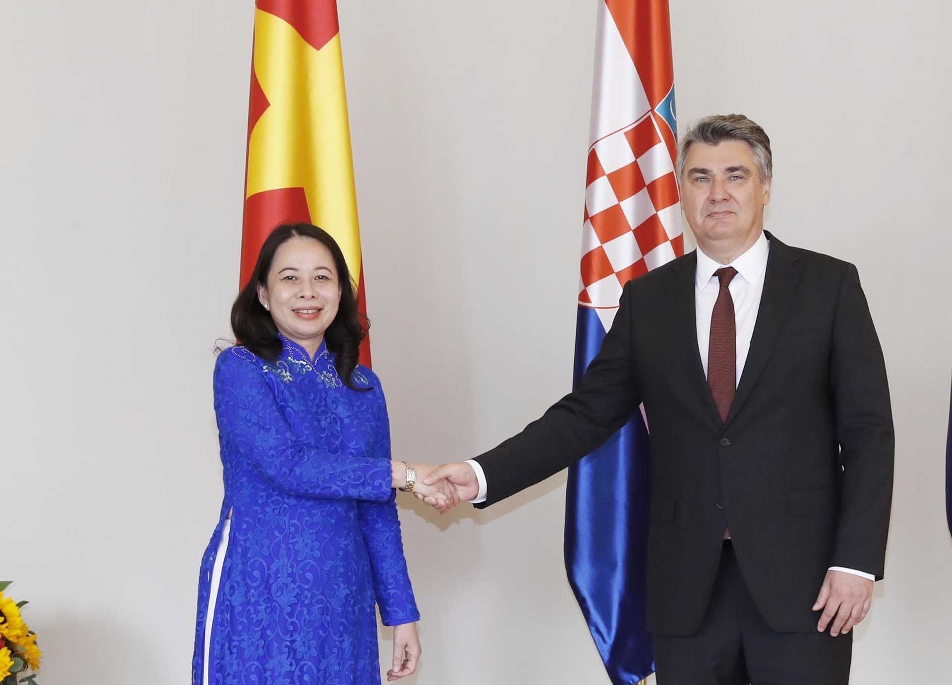Phó Chủ tịch nước Võ Thị Ánh Xuân hội kiến Tổng thống Croatia Zoran Milanović. (Nguồn: TTXVN)