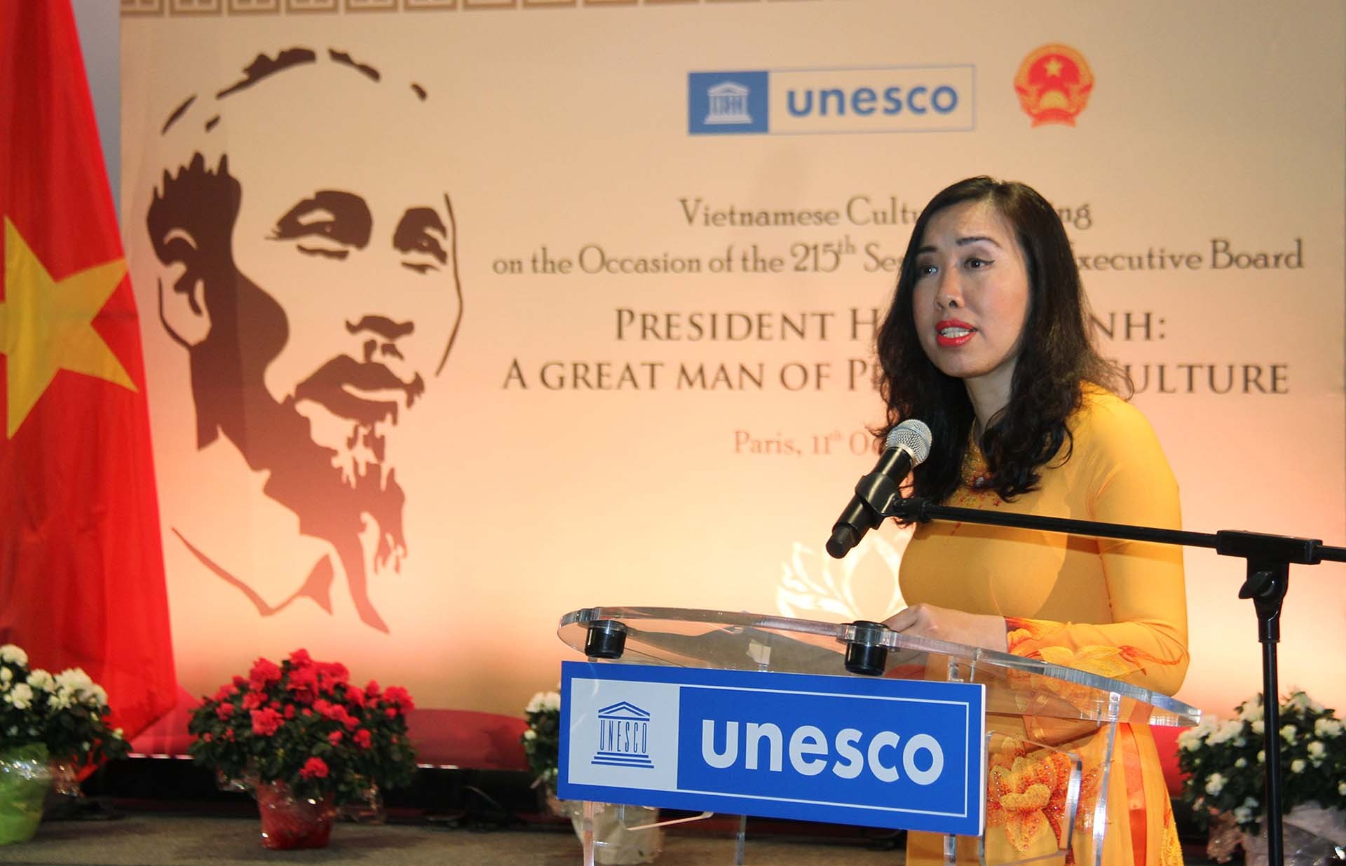 Bà Lê Thị Thu Hằng, Trợ lý Bộ trưởng Ngoại giao phát biểu tại Lễ kỷ niệm.