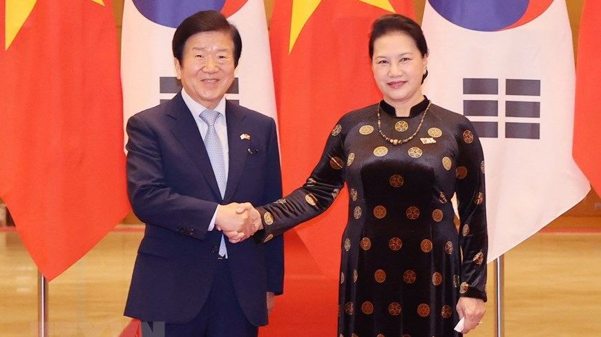 Chủ tịch Quốc hội Nguyễn Thị Kim Ngân hội đàm với Chủ tịch Quốc hội Hàn Quốc Park Byeong-Seug