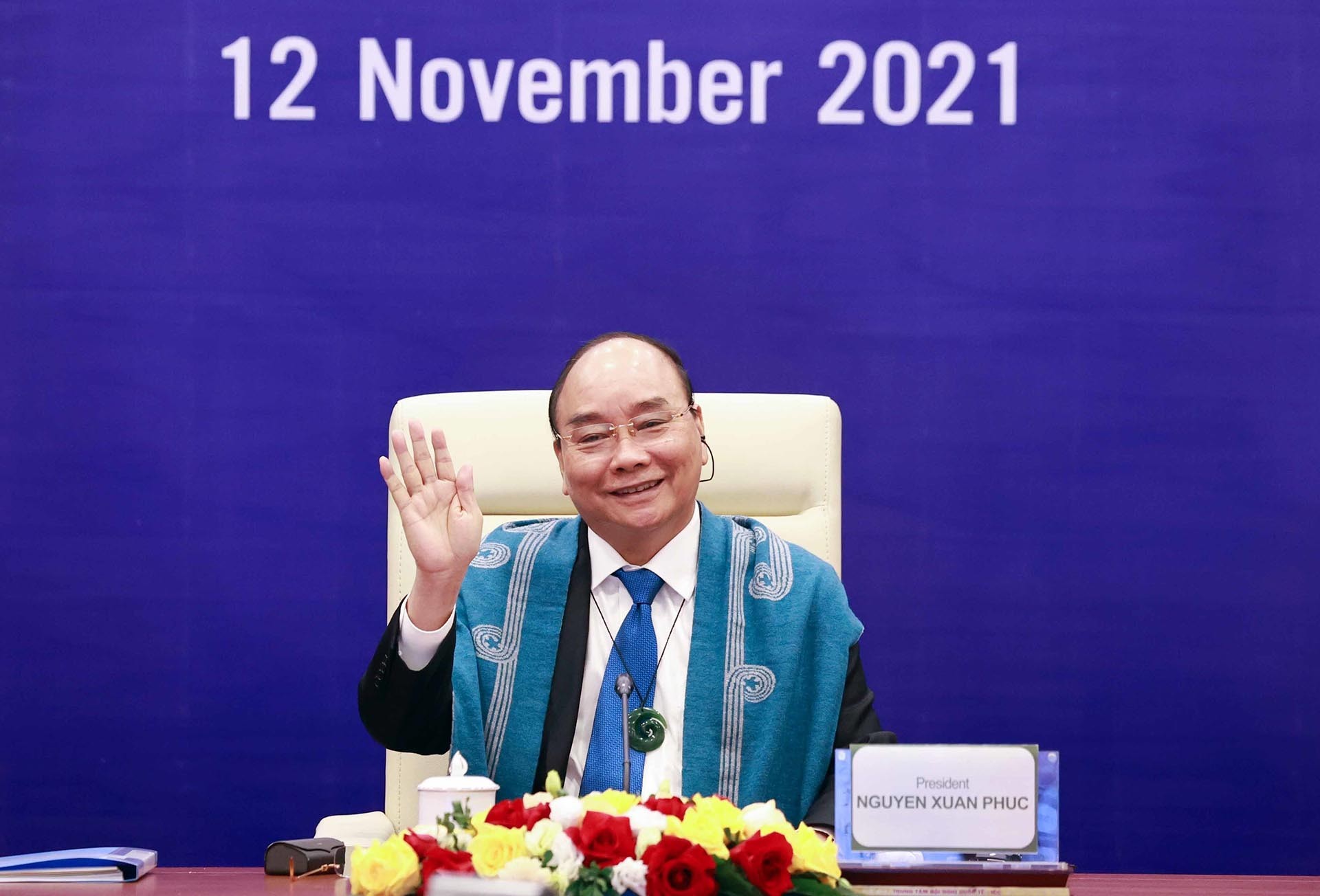 Chủ tịch nước Nguyễn Xuân Phúc dự Hội nghị các nhà Lãnh đạo kinh tế APEC lần thứ 28 theo hình thức trực tuyến. (Nguồn: TTXVN)