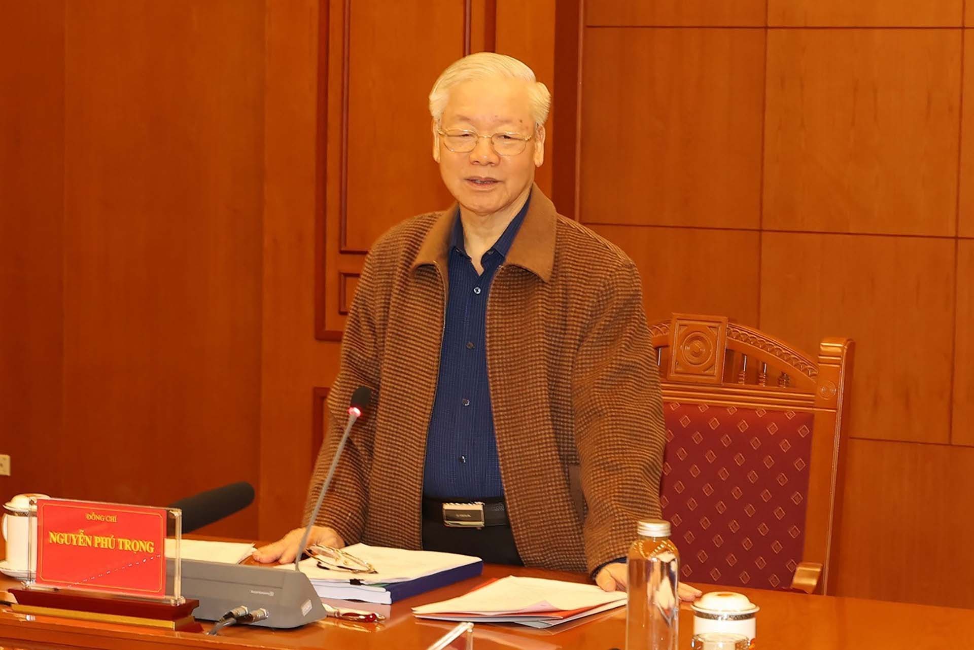 Tổng Bí thư Nguyễn Phú Trọng phát biểu chỉ đạo cuộc họp. (Nguồn: TTXVN)