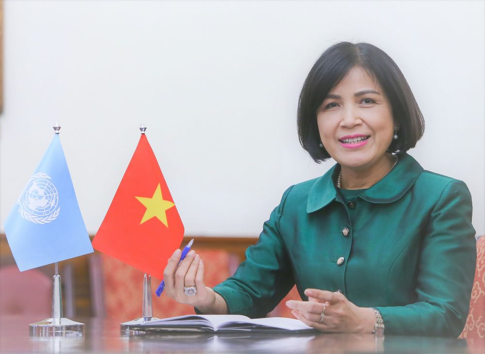 , Đại sứ Lê Thị Tuyết Mai, Trưởng Phái đoàn đại diện Việt Nam tại Geneva, thành viên của Hội đồng, phát biểu 