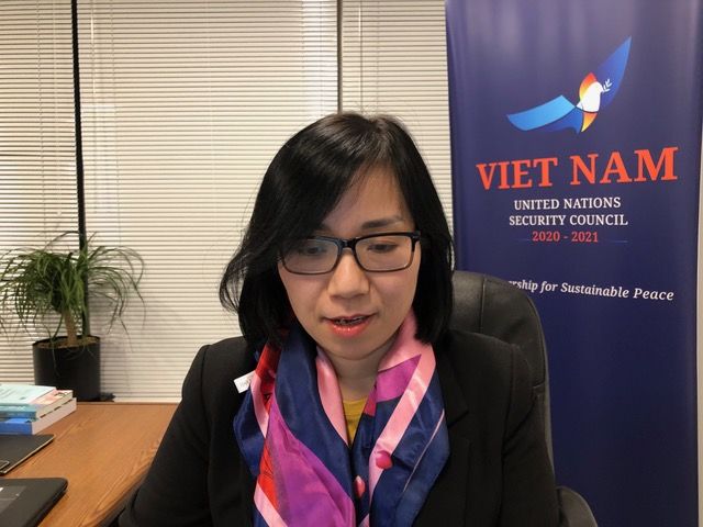 Phát biểu tại phiên họp, Tham tán Công sứ, Phó Trưởng Phái đoàn Đại diện thường trực Việt Nam tại LHQ Nguyễn Phương Trà