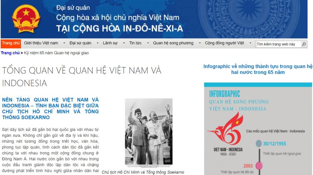 Khai trương trang chuyên đề về các hoạt động kỷ niệm 65 năm thiết lập quan hệ ngoại giao Việt Nam-Indonesia