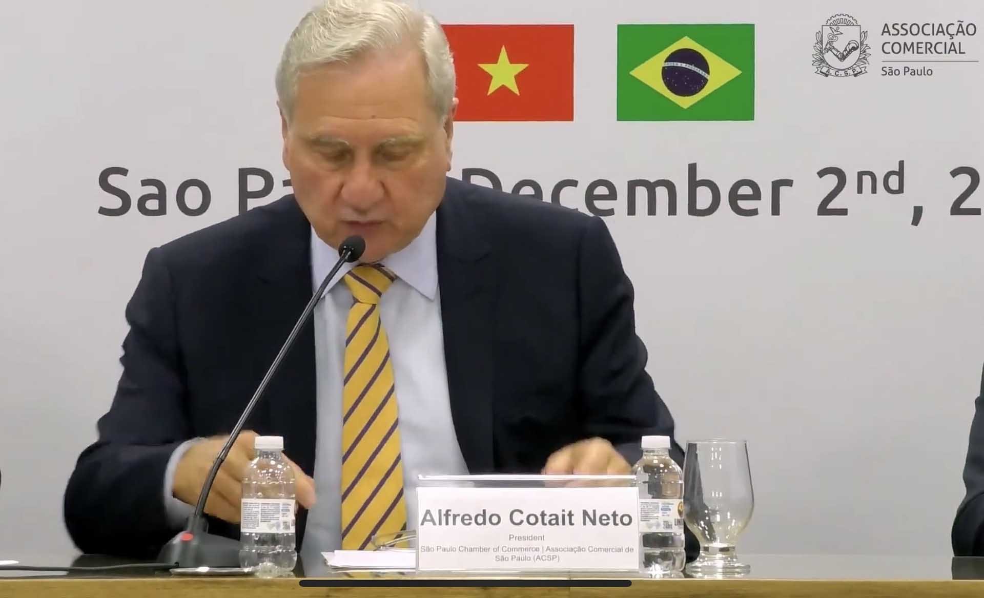 Ông Alfredo Cotait Neto, Chủ tịch Phòng Thương mại kiêm Chủ tịch Hội đồng thương mại São Paulo phát biểu.