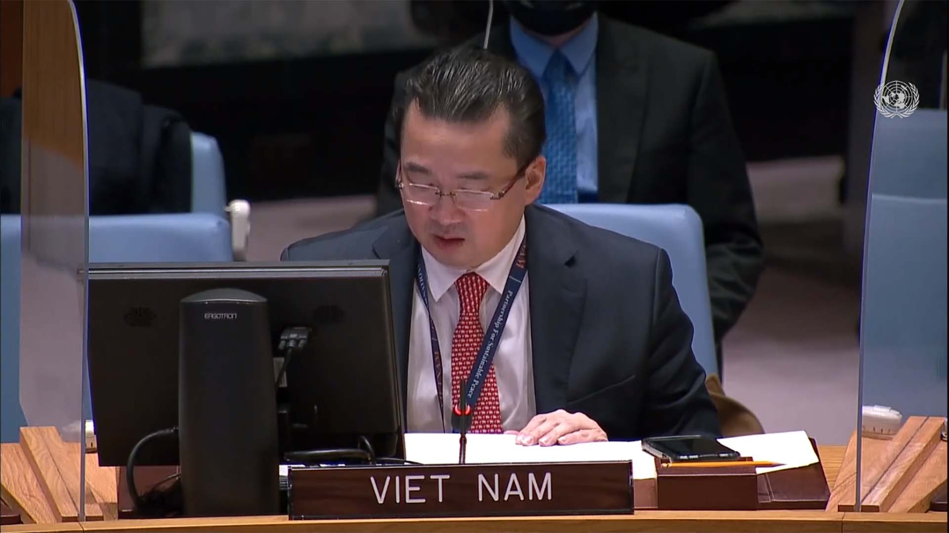 Đại sứ Phạm Hải Anh, Đại biện lâm thời Việt Nam tại LHQ phát biểu tại cuộc họp.
