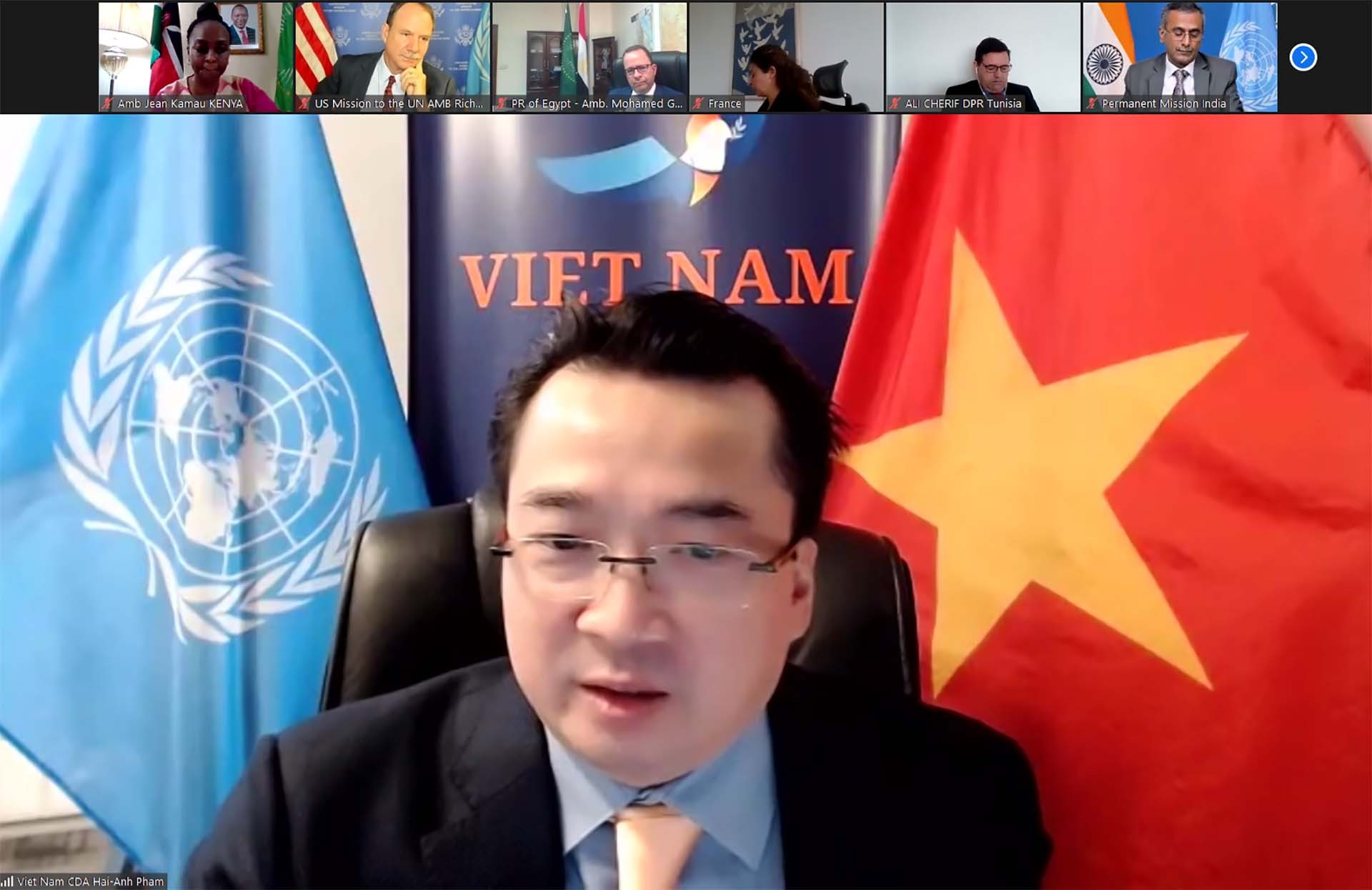 Đại sứ Phạm Hải Anh, Đại biện lâm thời Việt Nam tại LHQ phát biểu.