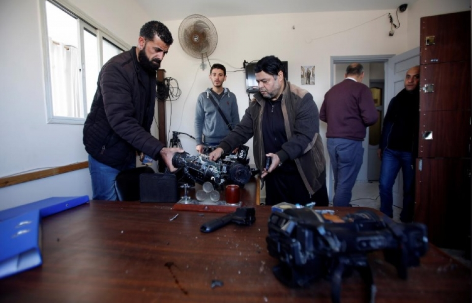 Dải Gaza: Văn phòng Đài truyền hình Palestine bị tấn công