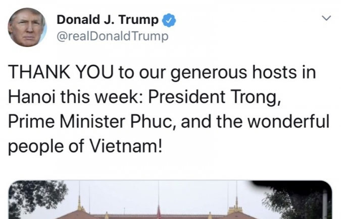 Tổng thống Trump cảm ơn sự hào phóng của Việt Nam