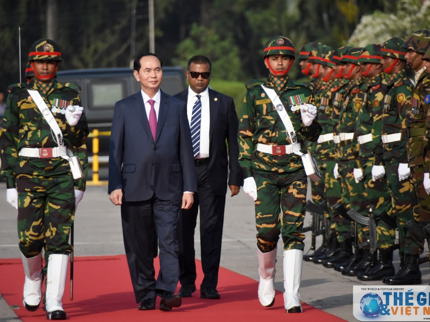 Chủ tịch nước Trần Đại Quang và Phu nhân bắt đầu thăm cấp Nhà nước tới Bangladesh