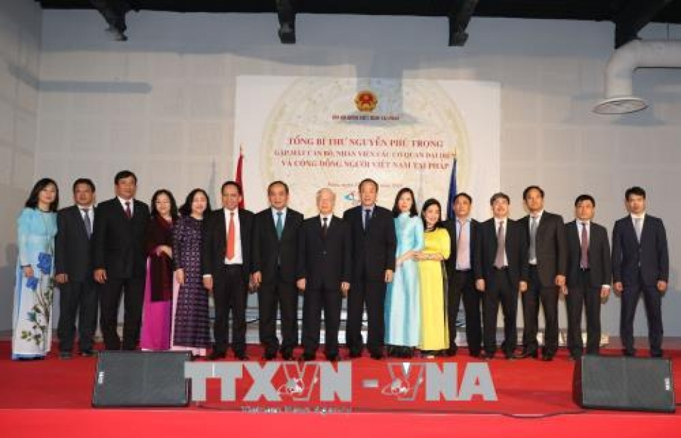 Tổng Bí thư Nguyễn Phú Trọng gặp gỡ cộng đồng người Việt tại Pháp