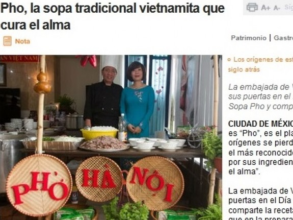 Báo Mexico ca ngợi món phở Việt Nam