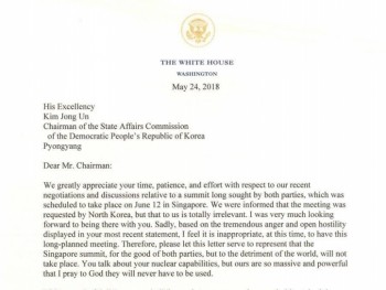 Bức thư hủy gặp thượng đỉnh Mỹ - Triều của Tổng thống Trump viết gì?
