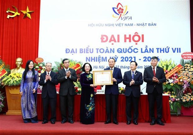 Politburo member, Secretary of the Party Central Committee and Chairwoman of its Organisation Commission Truong Thi Mai, speaks at the event. (Photo: VNA)