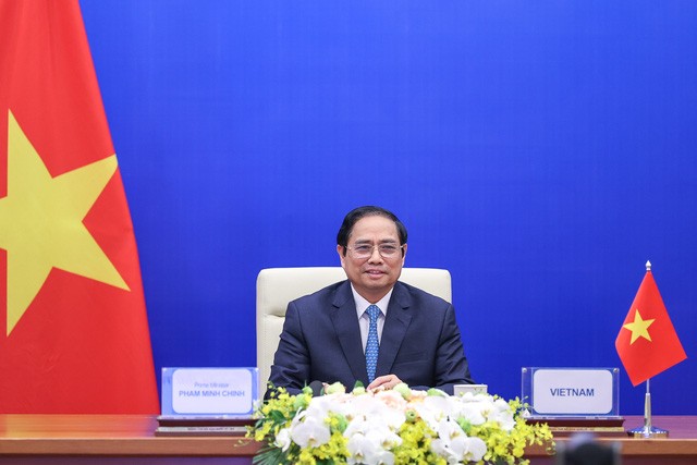 Thủ tướng Chính phủ Phạm Minh Chính tham dự và phát biểu trực tuyến tại Hội nghị Thượng đỉnh lần thứ 4 khu vực châu Á-Thái Bình Dương về Nước. (Nguồn: VGP)