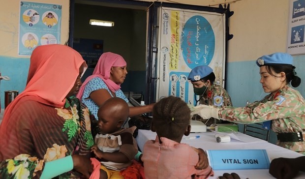 Vietnam’s peacekeeping engineering unit launches first humanitarian work in Abyei. (Photo: VNA)