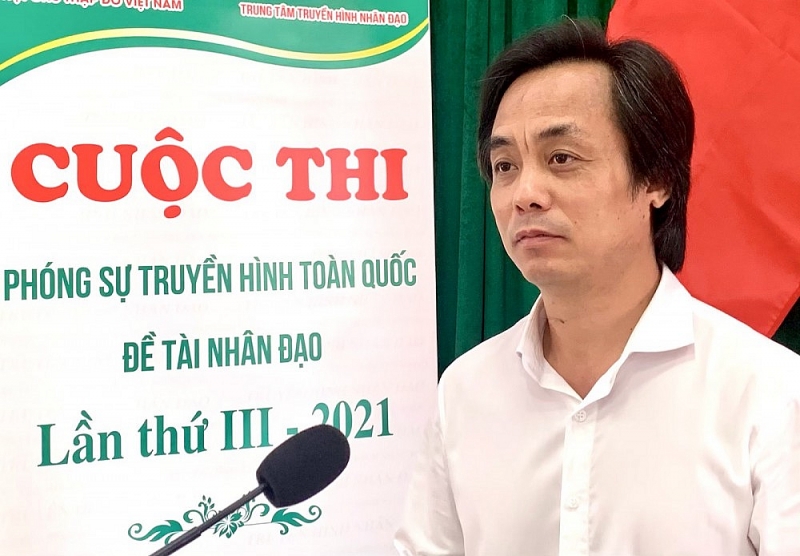 Nhà báo Phạm Văn Hà, Giám đốc Trung tâm Truyền hình Nhân đạo. (Ảnh: Vân Chi)