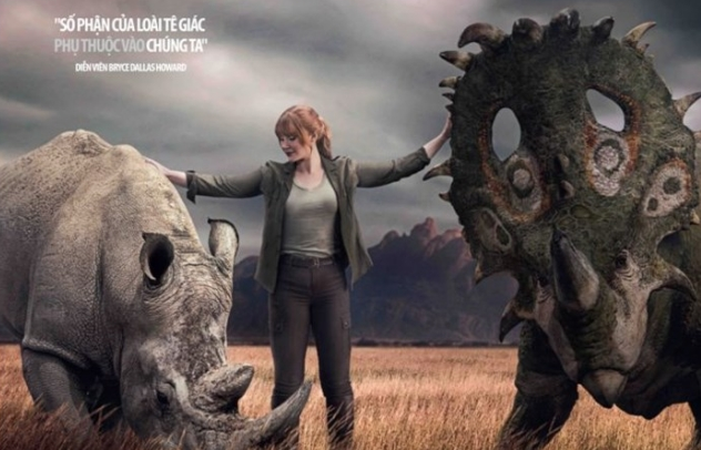 Sao nữ phim Thế giới khủng long kêu gọi bảo vệ tê giác