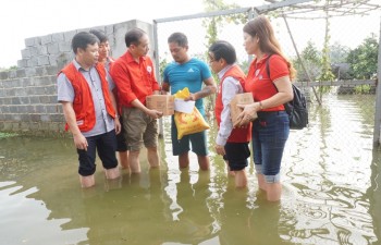Hội Chữ thập đỏ cứu trợ người dân bị lụt huyện Chương Mỹ