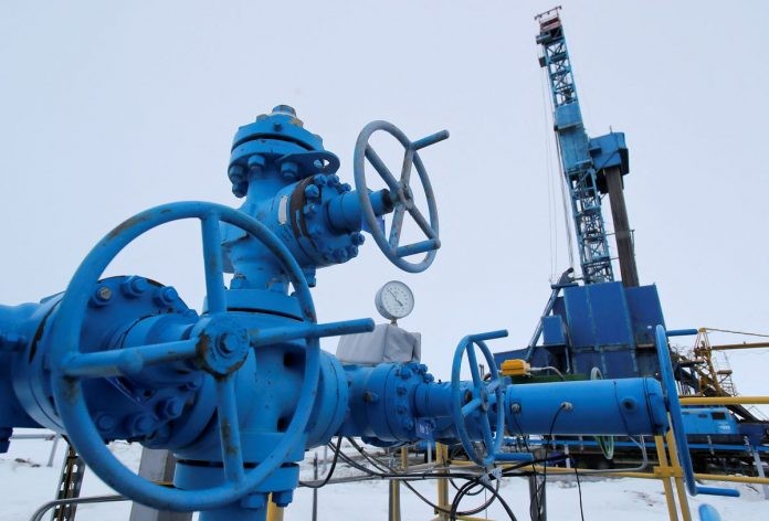 Một giàn khoan tại cơ sở xử lý khí đốt, do Gazprom điều hành. (Nguồn: Reuters)