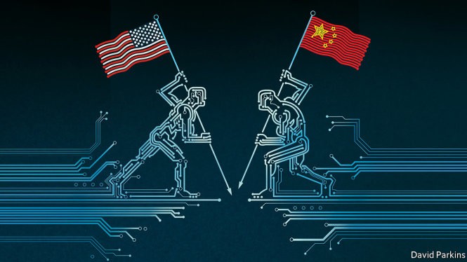 Mỹ và Trung Quốc đang cạnh tranh trong một cuộc chiến công nghệ. (Nguồn: The Economist) Mỹ và Trung Quốc đang cạnh tranh trong một cuộc chiến công nghệ. (Nguồn: The Economist)