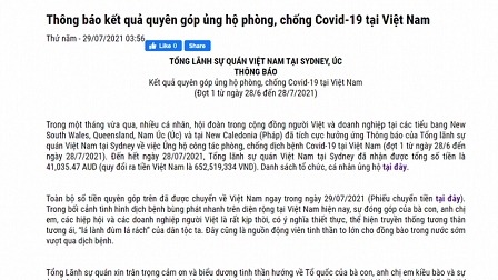 Người Việt ở Australia quyên góp ủng hộ phòng, chống dịch Covid-19 tại Việt Nam