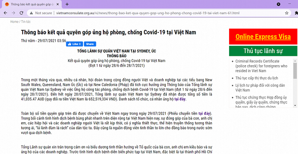 Người Việt ở Australia quyên góp ủng hộ phòng, chống dịch Covid-19 tại Việt Nam