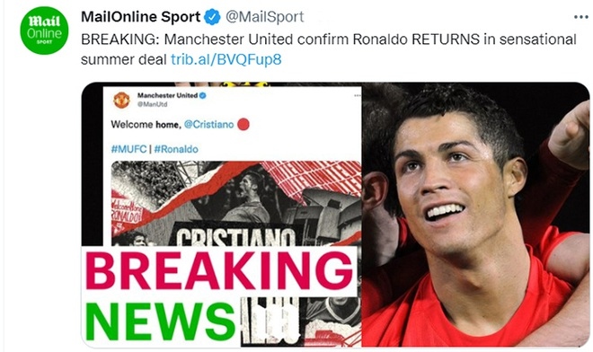 Truyền thông Anh nói gì về sự trở lại của Ronaldo?