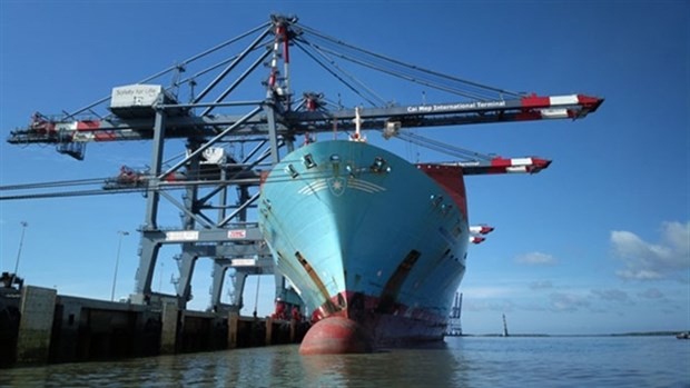 A container ship docks at Cai Mep - Thi Vai Seaport. (Photo: baobariavungtau)