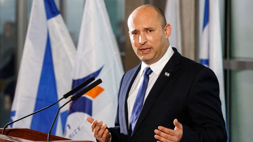Thủ tướng Israel Naftali Bennett đã phát biểu tại sân bay quốc tế ở Ben Gurion vào ngày 22/6. (Nguồn: AFP)