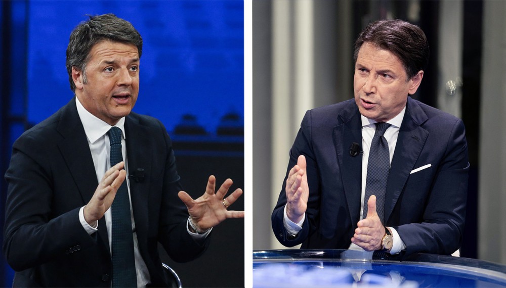 Cựu Thủ tướng Italy Giuseppe Conte và người tiền nhiệm Matteo Renzi. (Nguồn: Global News)