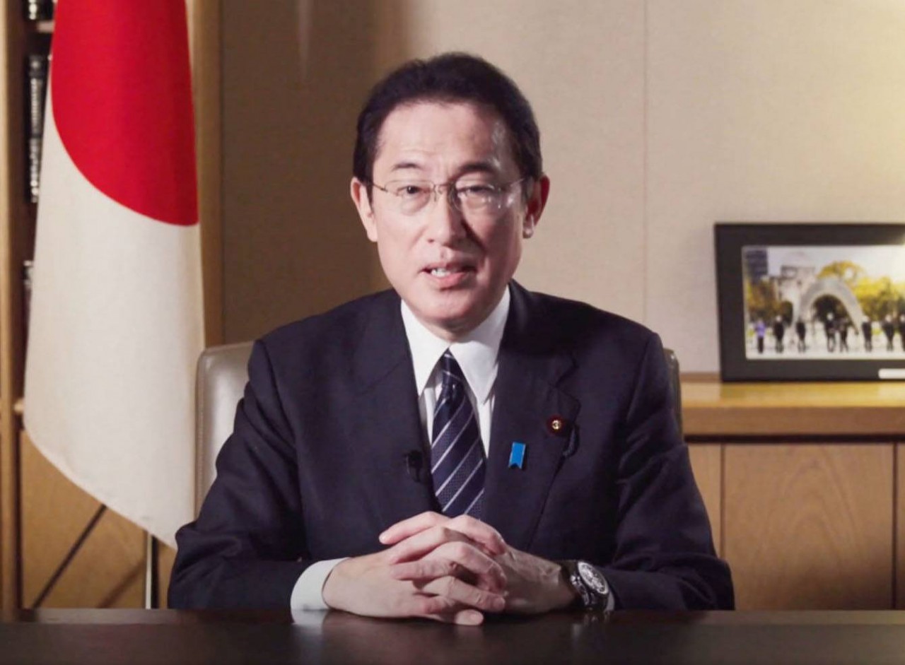 (01.01) Thủ tướng Nhật Bản Kishida Fumio phát biểu mừng năm mới 2022. (Nguồn: Kyodo)