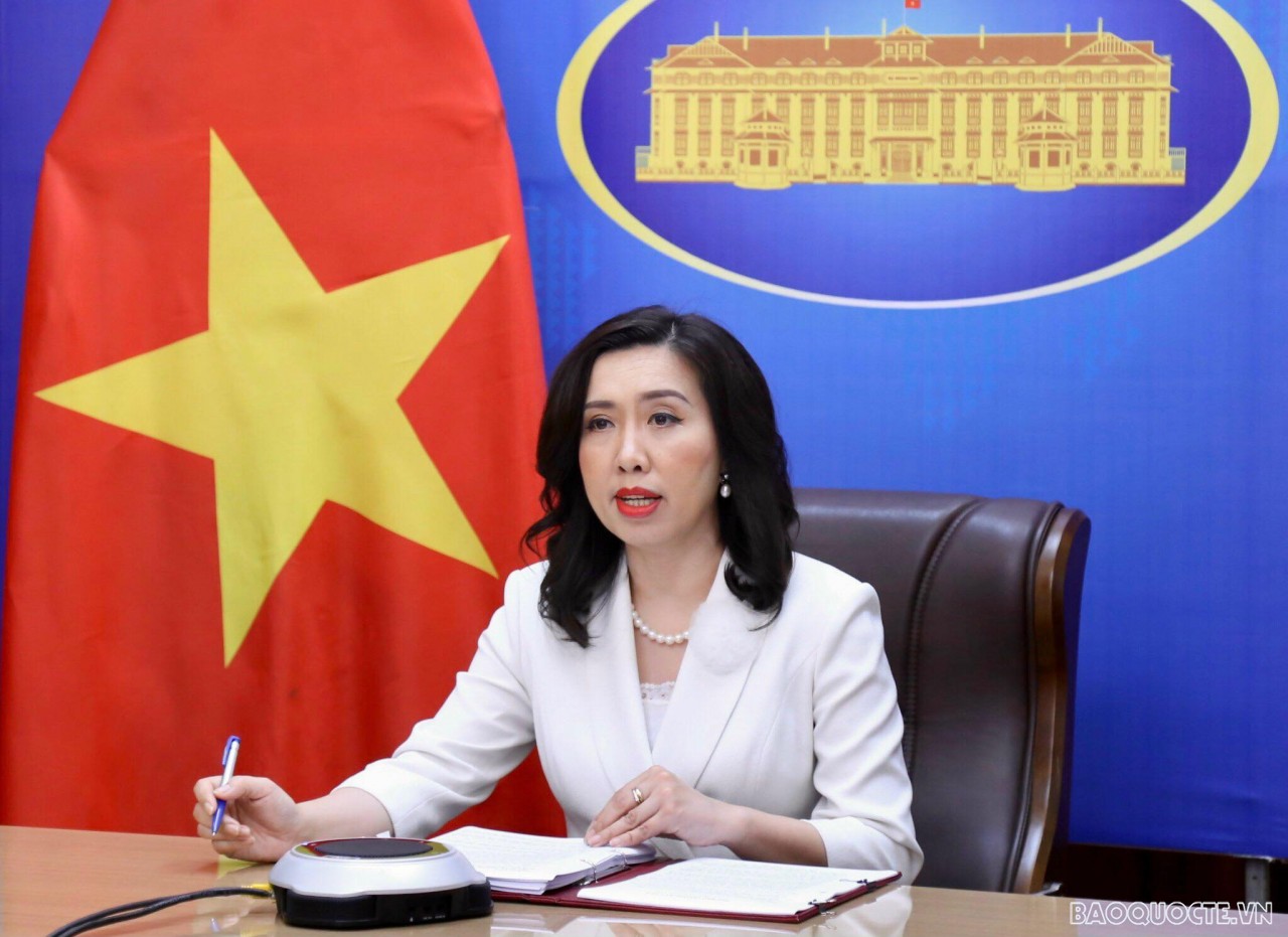 (03.17) Người phát ngôn Bộ Ngoại giao Lê Thị Thu Hằng tại họp báo thường kỳ ngày 17/3. (Ảnh: Nguyễn Hồng)