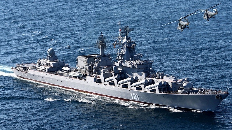 (04.15) Tàu tuần dương Moskva của Nga đã chìm ở Biển Đen do chịu hư hại trong 'chiến dịch quân sự đặc biệt' tại Ukraine. (Nguồn: The Moscow Times)