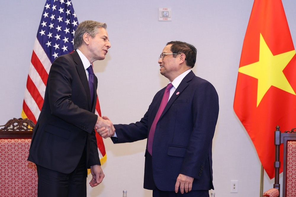 (05.14) Thủ tướng Phạm Minh Chính tiếp Ngoại trưởng Hoa Kỳ Antony Blinken sáng ngày 13/5 tại Washington D.C., Mỹ. (Nguồn: VGP/Nhật Bắc)