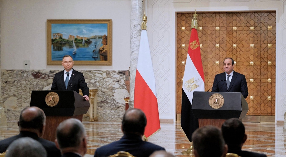 (05.31) Tổng thống Ba Lan Andzrej Duda và người đồng cấp nước chủ nhà Abdel Fattah el-Sisi trong cuộc họp báo chung ngày 30.5 tại Cairo, Ai Cập. (Nguồn: PAP)