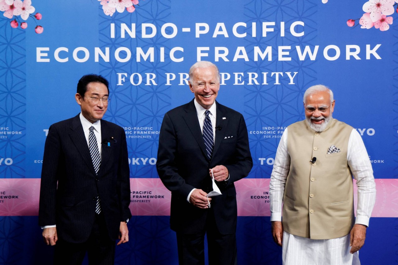 (06.01) Tổng thống Mỹ Joe Biden, Thủ tướng Nhật Bản Kishida Fumio và Thủ tướng Ấn Độ Narendra Modi tại lễ công bố IPEF. (Nguồn: Reuters)