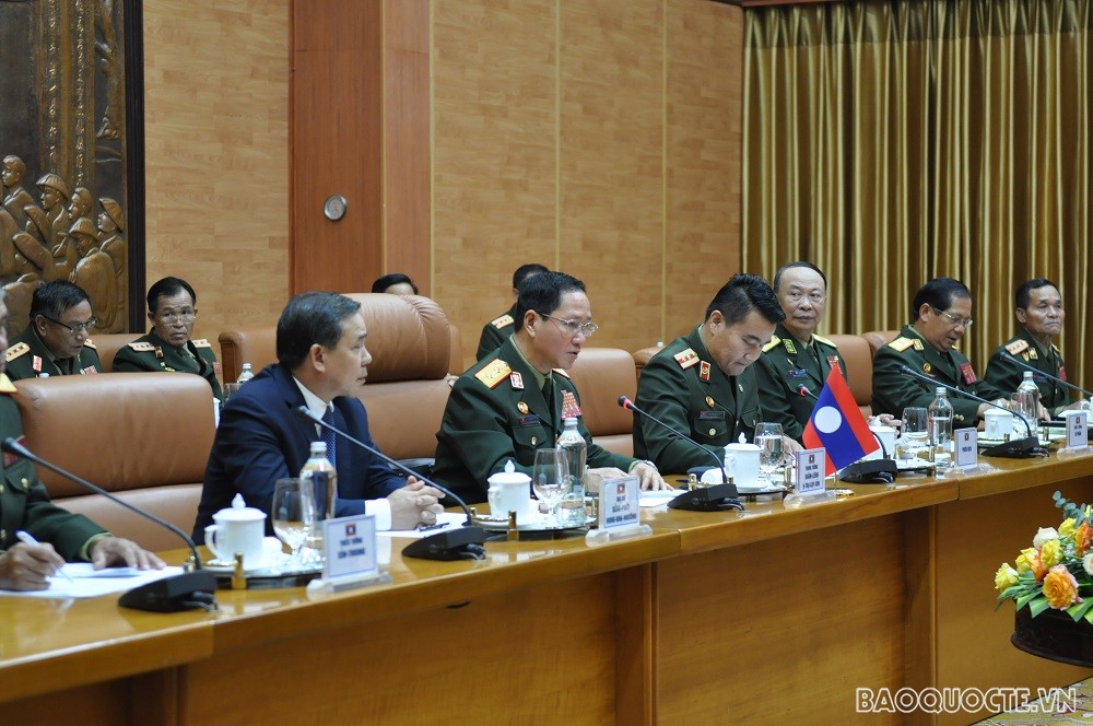 (06.02) Tổng Tham mưu trưởng QĐND Lào Khamlieng Outhakaysone cho rằng quan hệ Việt Nam - Lào ngày một sâu sắc đã vượt qua mọi thách thức, âm mưu chia rẽ hai nước. (Ảnh: Minh Quân)