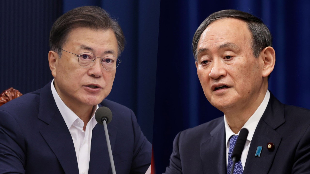 (07.21) Tổng thống Hàn Quốc Moon Jae-in và Thủ tướng Nhật Bản Suga Yoshihide lại thêm lần lỗi hẹn. (Nguồn: Yonhap)