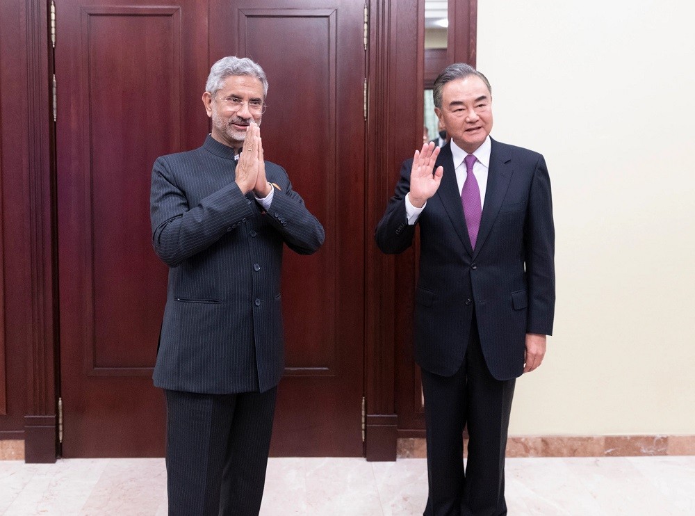 (07.29) Ngoại trưởng Trung Quốc Vương Nghị và người đồng cấp Ấn Độ S. Jaishankar tại thượng đỉnh SCO năm 2020. (Nguồn: Tân hoa xã)