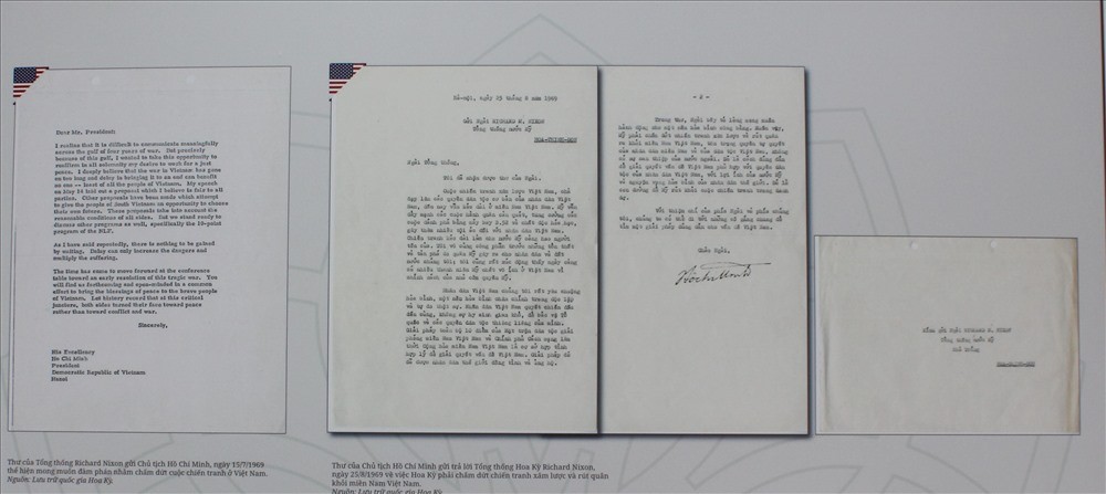 (08.31) Bức thư của Chủ tịch Hồ Chí Mình (trái) phúc đáp bức thư của Tổng thống Mỹ Richard Nixon ngày 25/7/1969. (Nguồn: Lao Động)