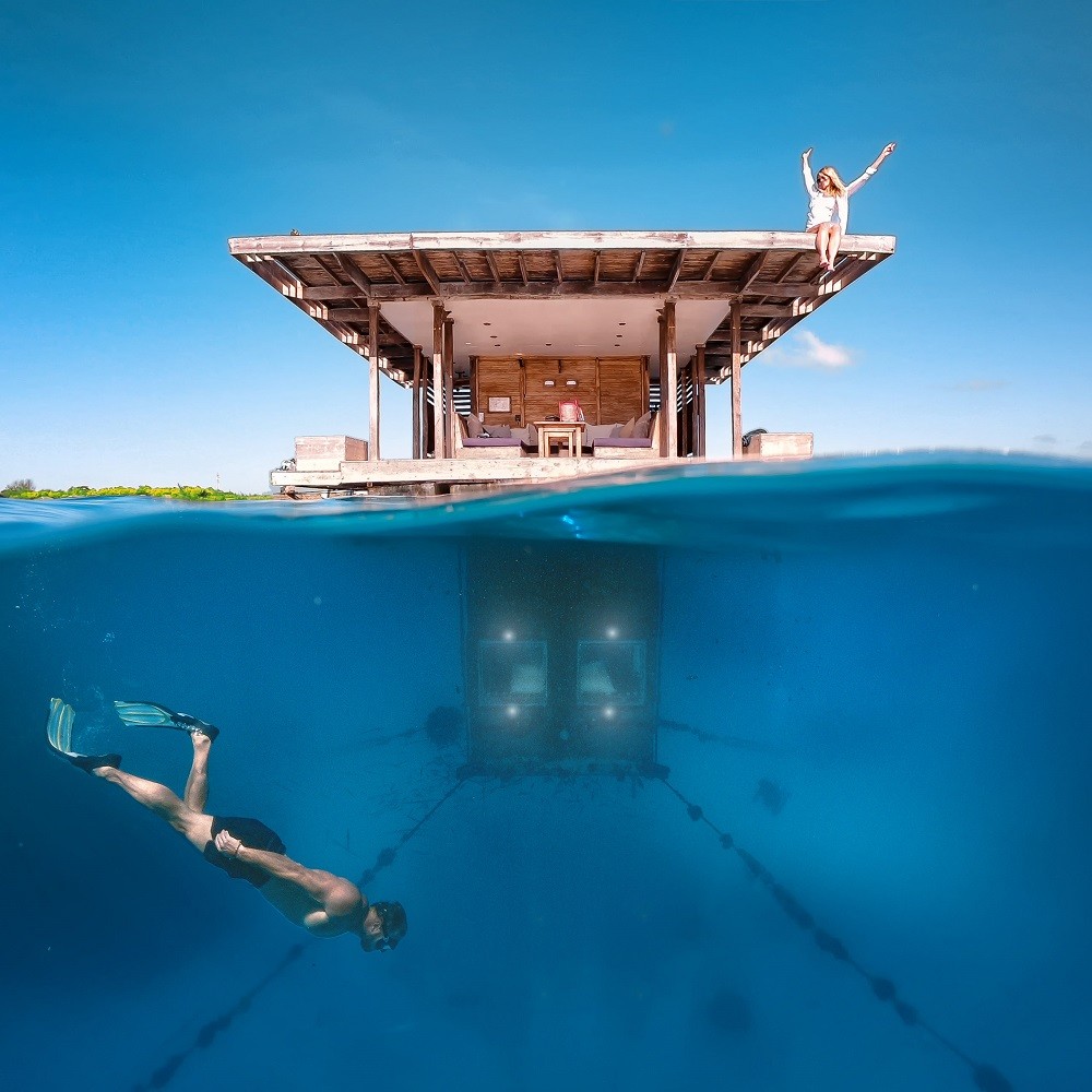 (09.18) Khu nghỉ dưỡng Manta Resort nổi tiếng với những căn phòng nghỉ nằm sâu 4m so với mực nước biển. (Nguồn: MantaResort)