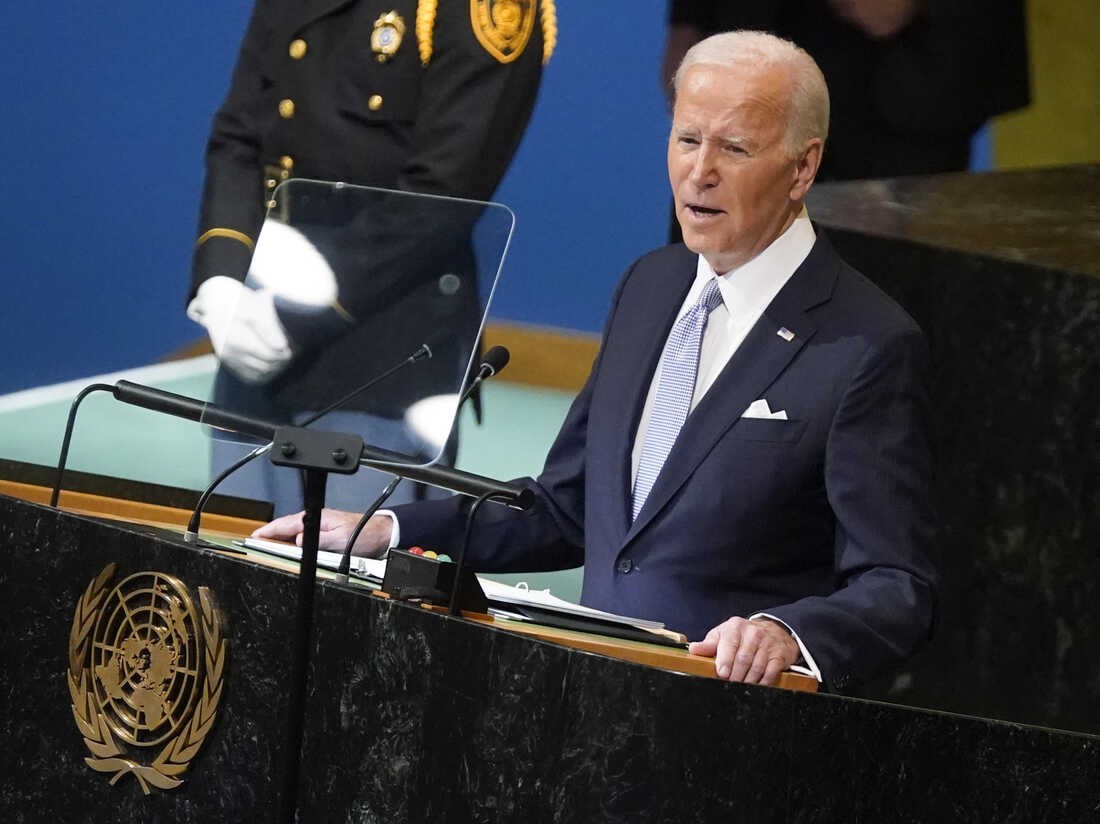 (09.22) Tổng thống Mỹ Joe Biden phát biểu trước Đại hội đồng Liên hợp quốc khóa 77 ngày 21/9. (Nguồn: AP)