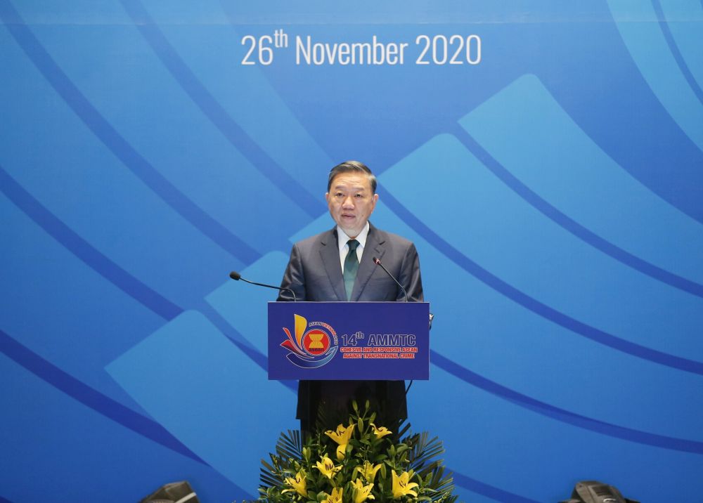 Bộ trưởng Bộ Công an, Đại tướng Tô Lâm phát biểu tại sự kiện. (Ảnh: Thu Uyên)