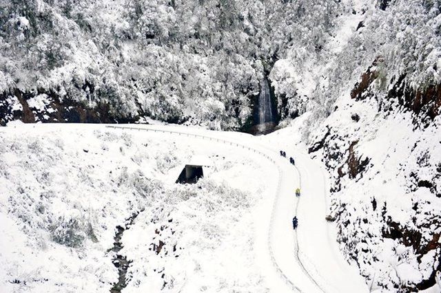 Tuyết rơi dày 8-10 cm ở Sa Pa năm 2013. Ảnh: Phạm Quang Vinh