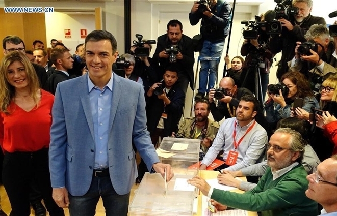 Đảng PSOE chiến thắng trong cuộc bầu cử trước thời hạn ở Tây Ban Nha