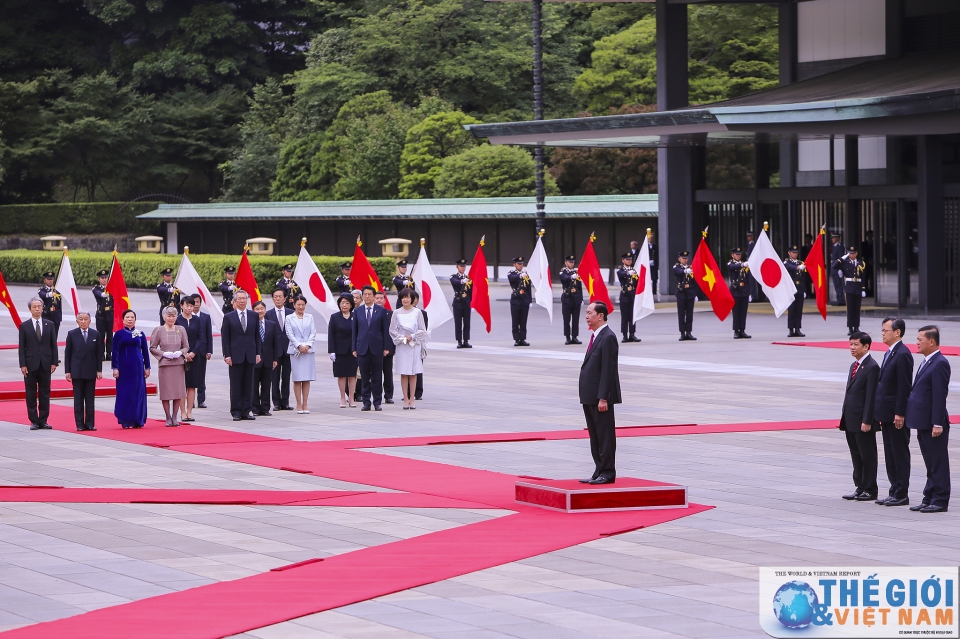 welcome ceremony for president tran dai quang at tokyo imperial palace